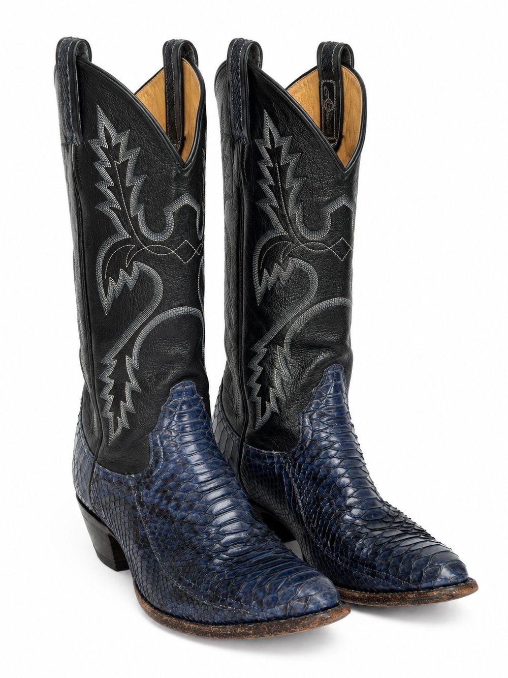 Vintage Larry Mahan Genuine Python Snakeskin Cowboy Boots